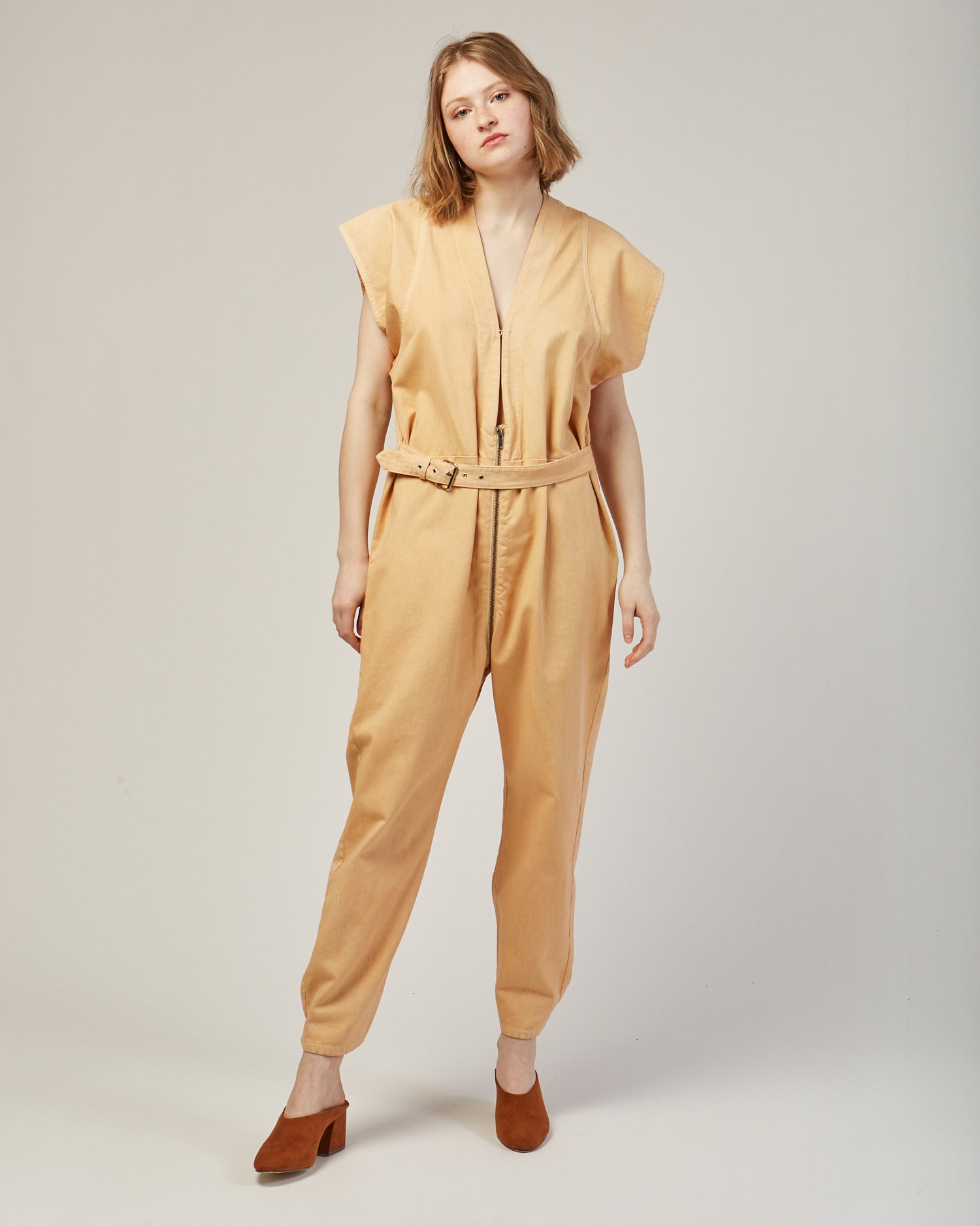 LONG HOODED JUMPSUIT - Sand