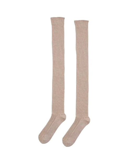 Overknee socks in tan