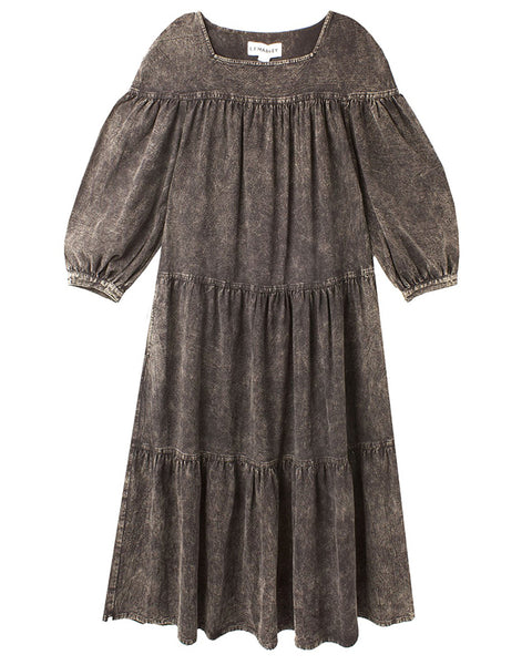 Tate organic cotton Dress in Black Acid Wash